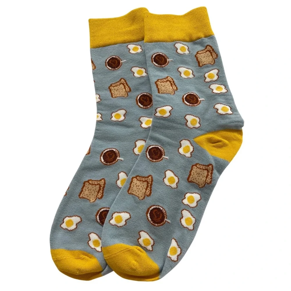 8 Pair Colorful Food Crew Socks Bundle Novelty Sushi Apple Donut Cupcake NEW